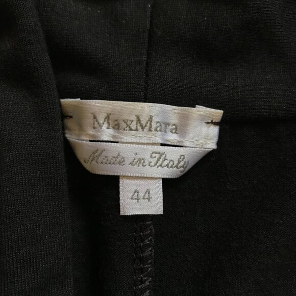 Max Mara Jersey Knit Dress Womens 44 Medium Large Black Long Sleeve Midi Stretch - Picture 4 of 11